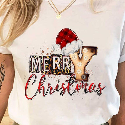 Wholesale ladies blouse supply Christmas happy fashion cartoon bottoming shirt clothes