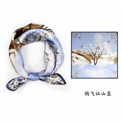 53*53cm Spring and Summer Sun Protection Neck Scarf Women's Easiest for Match Hangzhou Silk Small Square Scarf
