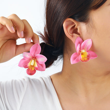 European and American Exaggerated Jewelry Butterfly Orchid Multi-Layer Earrings Earring Stylish Large Flower Summer Vacation Cross-Border Supply