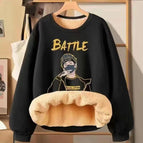 Round neck lambswool sweater-Black-mask boy / M