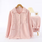 Lapel-air cotton-diamond grid-pink / M