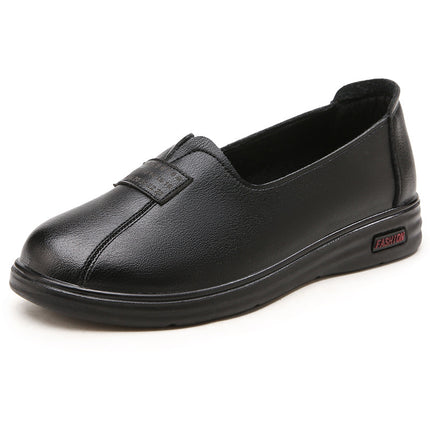 Mom's Shoes for Spring and Autumn, Non-Slip Soft-Soled Slip-Ons for Middle-Aged and Elderly Women, Comfortable 2026 New Model, Flat Leather Shoes for Middle-Aged Women