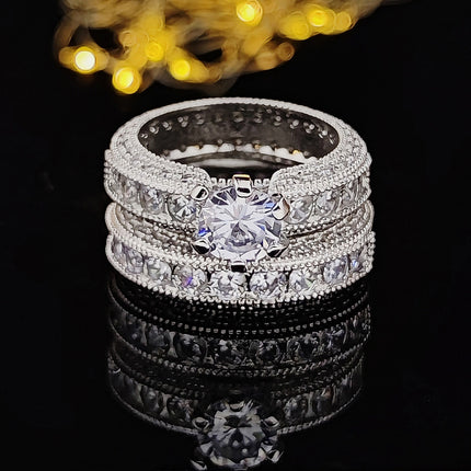 Jewelry by weight skin wish European and American luxury round gemstone full diamond multi-color combination ring ladies r4428