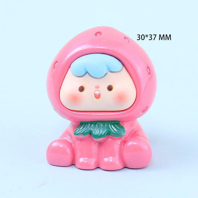 Resin three-dimensional solid color pearlescent second-generation fruit cubs diy jewelry accessories car small ornaments key chain material