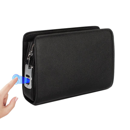 Men's Fingerprint Lock Clutch Bag, New Large-Capacity Business Clutch Bag Made of First-Layer Cowhide, Fashionable Anti-Theft Smart Lock Men's Bag