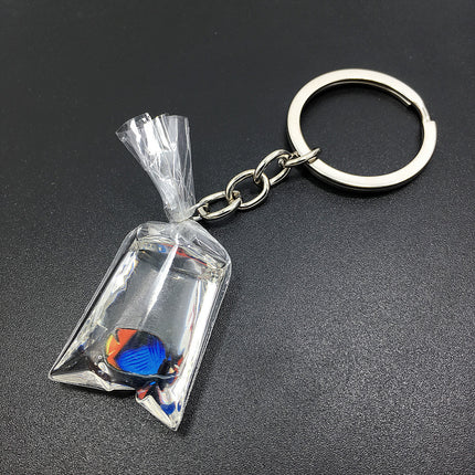 Creative Water Bag Fish Pendant Key Chain Novelty Goldfish Jewelry Backpack Pendant Keychain 7432