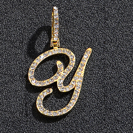 Foreign trade popular products full diamond hip hop jewelry grass letter pendant melon seed buckle Cuban chain accessories Amazon exclusive