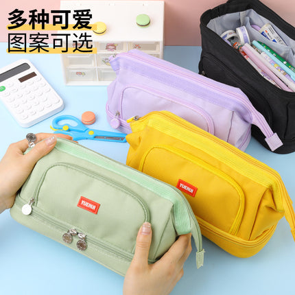 Boat-Shaped Large-Capacity Multi-Layer Canvas Pencil Bag Multi-Functional Student Stationery Storage Bag Creative Stationery Box Wholesale Portable