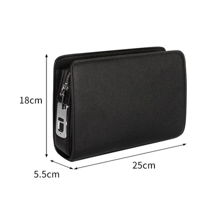 Men's Fingerprint Lock Clutch Bag, New Large-Capacity Business Clutch Bag Made of First-Layer Cowhide, Fashionable Anti-Theft Smart Lock Men's Bag