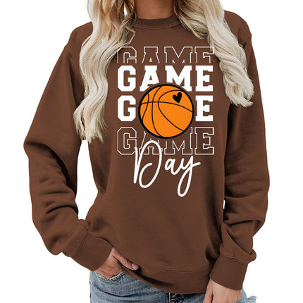 Game day printed round neck women's top vests foreign trade supply autumn and winter coat casual loose European size cross-border