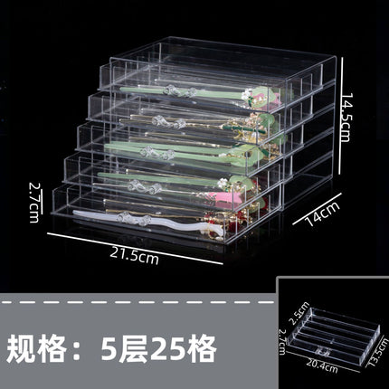 Jewelry Storage Box Large Capacity Multi-Layer Earrings Necklace Compartment Box Anti-Oxidation Drawer Acrylic Storage Box