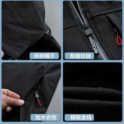 Spring and Autumn Jacket Suit Men's Waterproof Work Clothes Work Clothes Labor Protection Clothing Windproof Camouflage Clothing Hooded Training Clothing Outdoor