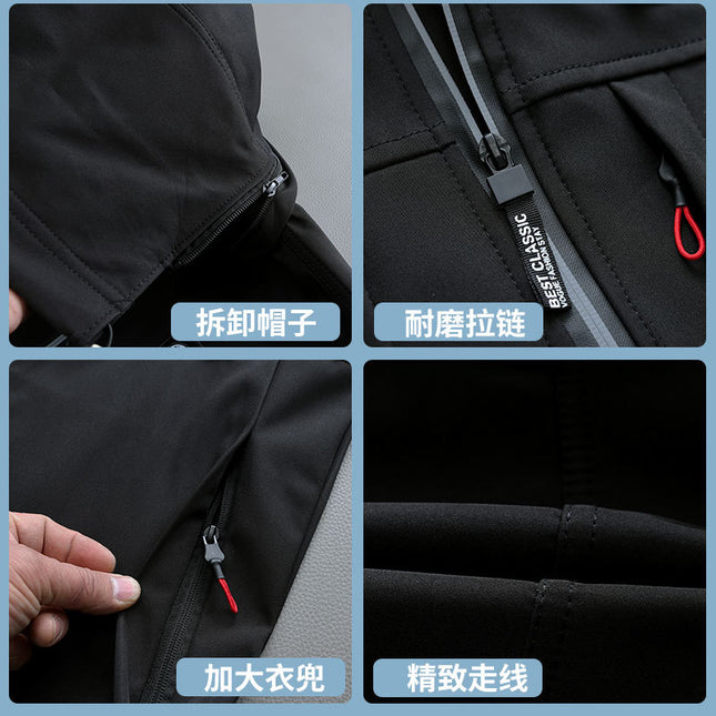 Spring and Autumn Jacket Suit Men's Waterproof Work Clothes Work Clothes Labor Protection Clothing Windproof Camouflage Clothing Hooded Training Clothing Outdoor