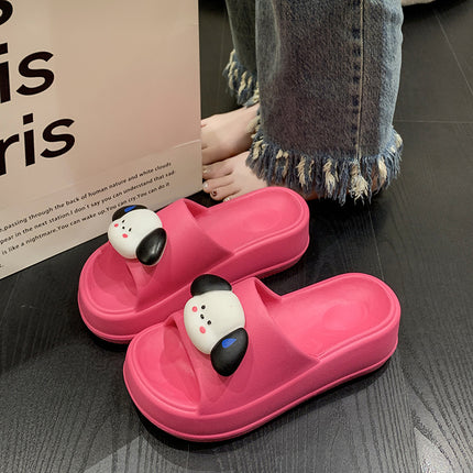 Thick-soled slippers for women's outdoor wear summer one-word latest black and white cat online famous beach shoes non-slip high heel sandals
