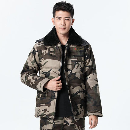 Winter cotton-padded jacket men's fleece-lined thickened labor protection suit cotton-padded jacket cotton-padded pants cold-proof Cold Storage Work outdoor workwear jacket