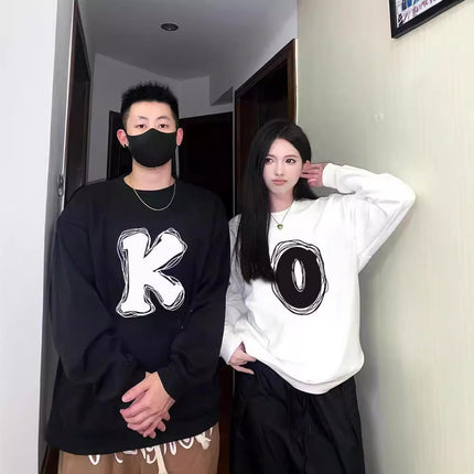 High-end Men's and Women's Long-sleeved Ins Style Top Special Couple Clothing Autumn and Winter fleece-lined Round Neck Sweat Fashion Brand Class Clothes