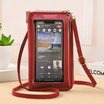 2025 Touch Screen Mobile Phone Bag Women's Cross-Body Bag Anti-Theft Multi-Functional Transparent Fashion Small Bag Wallet Mobile Phone Bag Anti-Fall