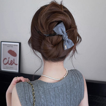 Cross-Border Denim Bow Twist Clip High-End Hair Clip for Women with Hair on the Back of the Head and Elegant Headwear