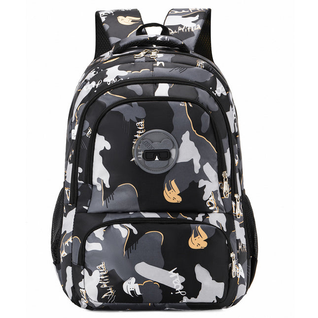 Camouflage Backpack, Junior High School Student School Bag, Lightweight, Simple, Wear-Resistant, Same Style for Men and Women, Large-Capacity Backpack
