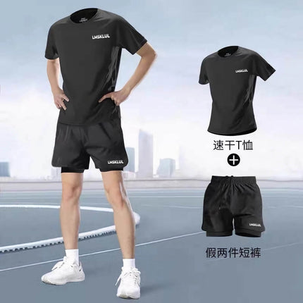 Badminton Clothing Men's Ice Silk Summer Quick-Drying Clothing Set Fitness Sports Short-Sleeved T-Shirt Table Tennis Training Equipment