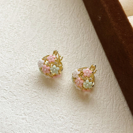 S925 Silver Needle Earrings Super Fairy Shell Camellia Earrings Accessible Luxury High-End Exquisite Flower Branches Sweet Earrings