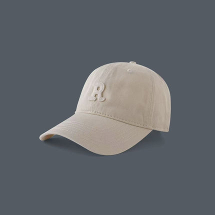 Baseball Cap Women's Summer Sunscreen Embroidered Letter R Deep Top Big Head Face Showing Small New Style Cap Sunshade Hat