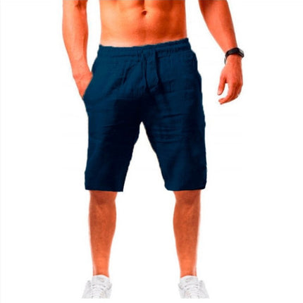 2022 Cross-Border Summer New Product Loose Cotton and Linen Breathable Five-Point Pants Men's Sports and Leisure Elastic Linen Shorts
