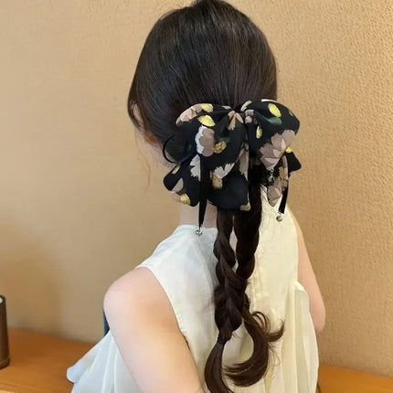 2025 New Style Bow Ribbon Floral Clip High-End Ponytail Clip Hair Clip for Small Hair Volume Back of the Head Clip