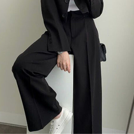 Women's Suit Pants Spring and Autumn 2026 New Korean Style Trendy Design Niche Casual Black Suit Set