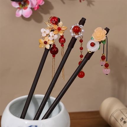 New Year Red Festive Chinese Style Hairpin Palace Style Tassel Walking Hair Hairpin Retro Hanfu Ancient Dress Cheongsam Hair Accessories Women