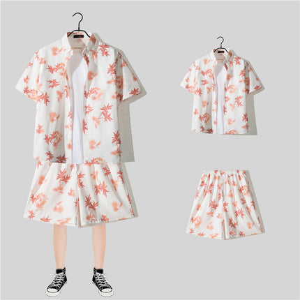 Short-sleeved Flower Shirt Hainan Island Clothing Beach Clothing Sanya Summer Weifeng Thailand Travel Men's Couple Summer Thin suit