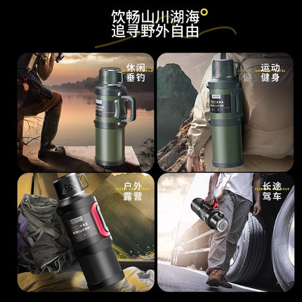 316 stainless steel outdoor thermos cup large capacity thermos pot with handle travel pot car sports double-layer water bottle