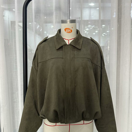 Za Cross-Border Amazon Hot-Selling Wholesale 2025 New European and American Style Suede Texture Bomber Jacket in Stock