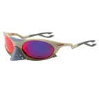 Khaki frame revo red hair blue