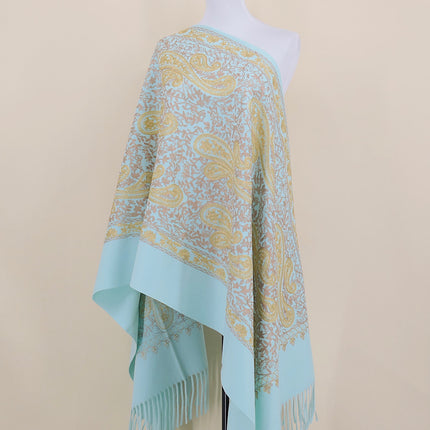 Autumn and Winter 450g Thick Gold Thread Large Cashew Embroidered Flower Scarf Ethnic Style Mother Style Imitation Cashmere Warm Shawl Cloak