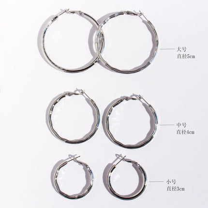 Brass Plated Real Gold European and American Niche Brushed Round Earrings Fashion Exaggerated Shiny Large Earrings Sexy Earrings 268