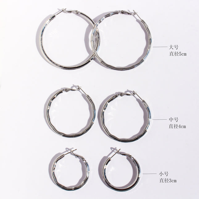Brass Plated Real Gold European and American Niche Brushed Round Earrings Fashion Exaggerated Shiny Large Earrings Sexy Earrings 268