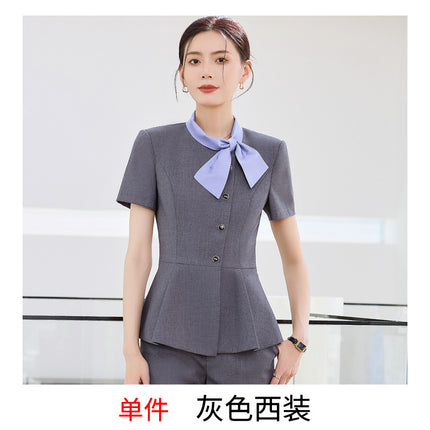 New Professional suit Women's Summer Short-sleeved Fashion Temperament Goddess Fan Jewelry Shop Beauty Salon Front Desk Reception Work Clothes