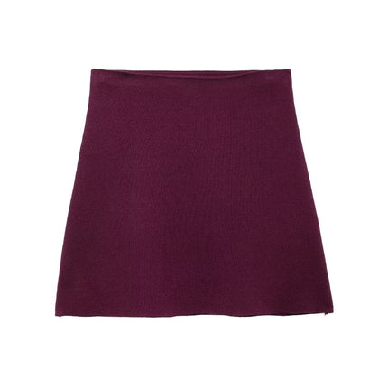 Cross-Border European and American Clothing Aliexpress Ins Popular Women's Clothing Simple Loose Knitted Jacket Mini Skirt Suit