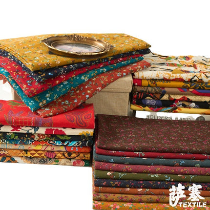 Hemp Cotton Digital Printing Fabric Printing Cotton and Linen Clothing Fabric Vintage Handmade DIY Tablecloth Patchwork Southeast Asia