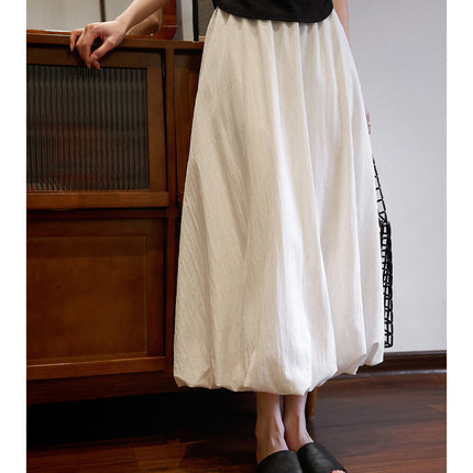 25 years spring new high-gloss moment elastic waist covering flesh lantern bud skirt puffy skirt