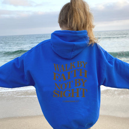 2023 Amazon Foreign Trade Women's Velvet Sweatshirt Plain Letter Print Kangaroo Pocket Drawstring Printed Hoodie