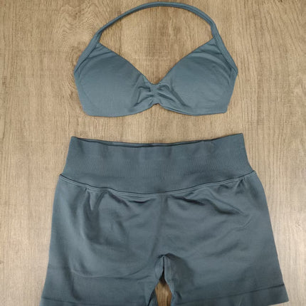 suit DF Amazon Explosions Shorts Small Bra High Elastic Superfine Extinction Nylon Hanging Neck Beauty Back Sports Vest