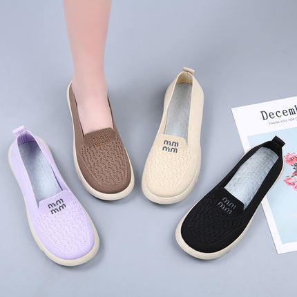 Old Beijing Cloth Shoes Women's Spring New Comfortable Breathable Flat Non-slip Slip-on Shoes Sports and Stepping Casual Shoes