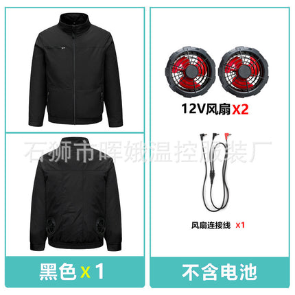 Cross-Border New Smart Air-Conditioned Clothing Porous Fan Stand Collar Workwear Outdoor Work Uniform Labor Protection Duty Fan Clothing