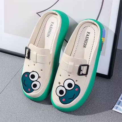 Croc Shoes Spring and Autumn Slippers for Women's Outer Wear Internet Celebrity Fashion Beach Shoes Soft Sole Casual Non-Slip Toe-Cap Women's Shoes