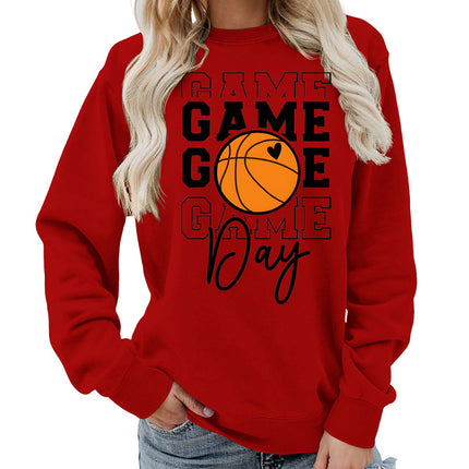 Game day printed round neck women's top vests foreign trade supply autumn and winter coat casual loose European size cross-border
