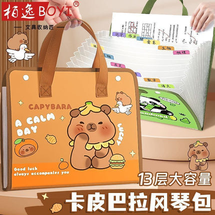 2025 New Cartoon Portable Test Paper Organ Bag for Students Multi-Layer Classified Storage Bag A4 Folder Large Capacity