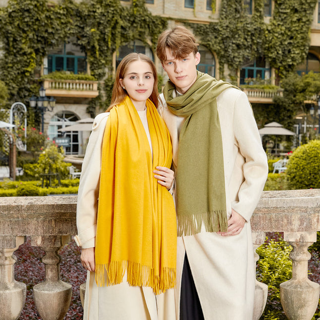 Couple Scarf Women's Winter High-End Wool Scarf Solid Color Versatile Men's Shawl Korean Cashmere Scarf Wholesale