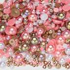 3-10mm flatback pearl resin rhinestones mixed assortment, 30g/pack / Semi-round pearl brown white powder ab series—y